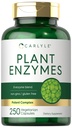 Carlyle Plant Enzymes med Protease, Papain, Lactase och Bromelain | 250 kapslar | Multi Enzyme Blend | Non-GMO & Gluten Free Supplement