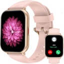 RUIMEN Smart Watches for Men Women (Answer/Make Calls, 2 Bands Included), 1,8" Smartwatch för iOS/Android Phones, Fitness Tracker Heart Rate/Sleep Monitor Digital Watch Waterproof Pink