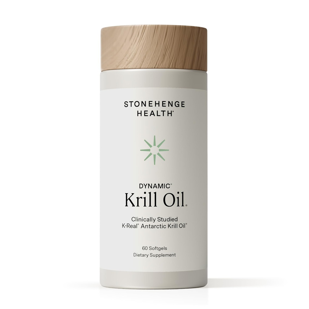 Stonehenge Health Dynamic Krill Oil 1600mg - Triple Strength Antarctic Omega-3 Supplement med EPA, DHA, Phospholipids & 2mg Astaxanthin - Stöder Hjärta, Hjärna, Hud, Joint & Eye Health - 60 Softgels