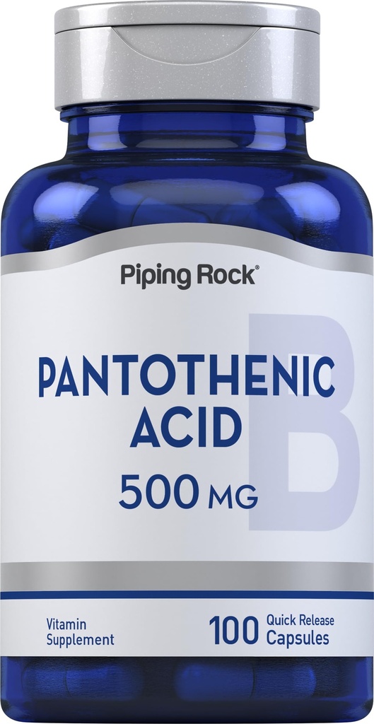 Piping Rock Pantothenic Acid 500mg | 100 kapslar | som Calcium d-Pantothenate | Non-GMO, Gluten Free Supplement