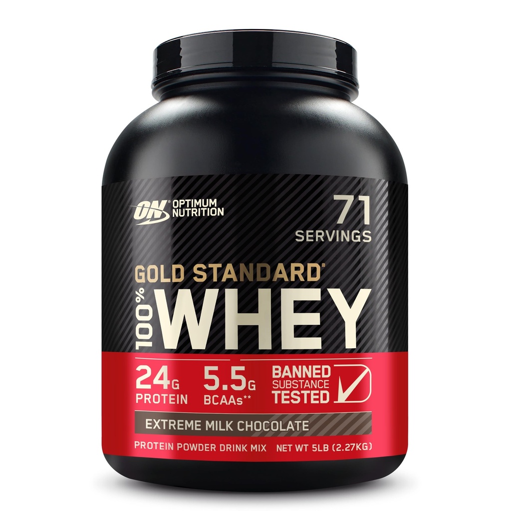 Optimum Nutrition Gold Standard 100% Whey Protein Powder, Extreme Milk Chocolate, 5 pund (Packaging May Vary)