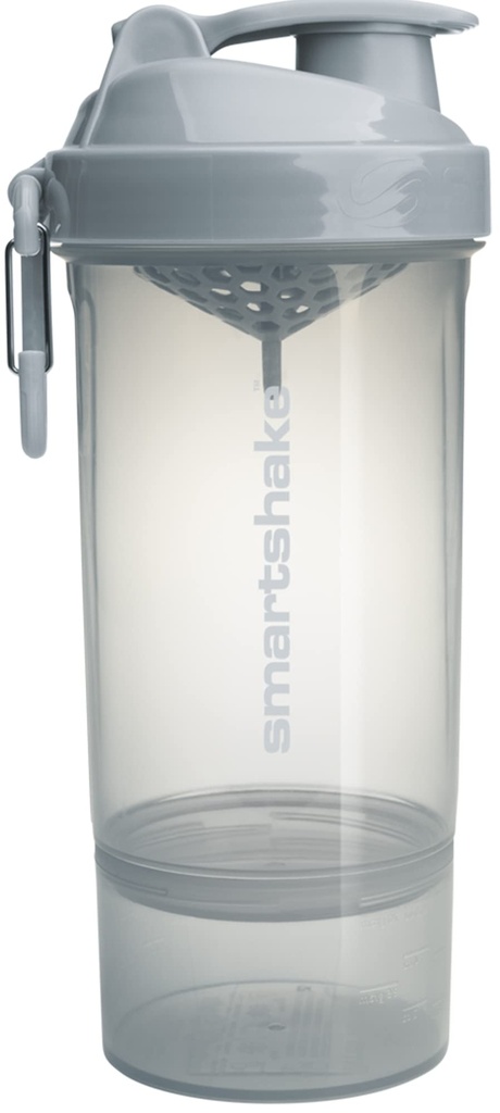 Smartshake O2GO ONE Plastic Protein Shaker Bottle 800 ml | 27 oz - Leakproof Screw-on Lid - BPA Free - Unisex - Mist Gray