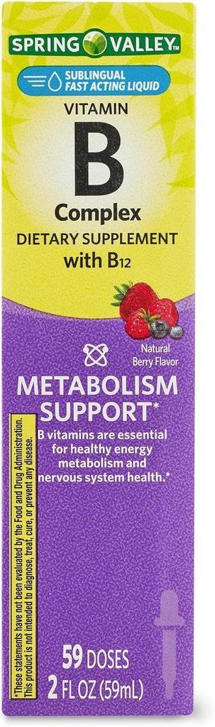 Vitamin B Komplex Kosttillskott med B12, Berry smak, 2 fl oz
