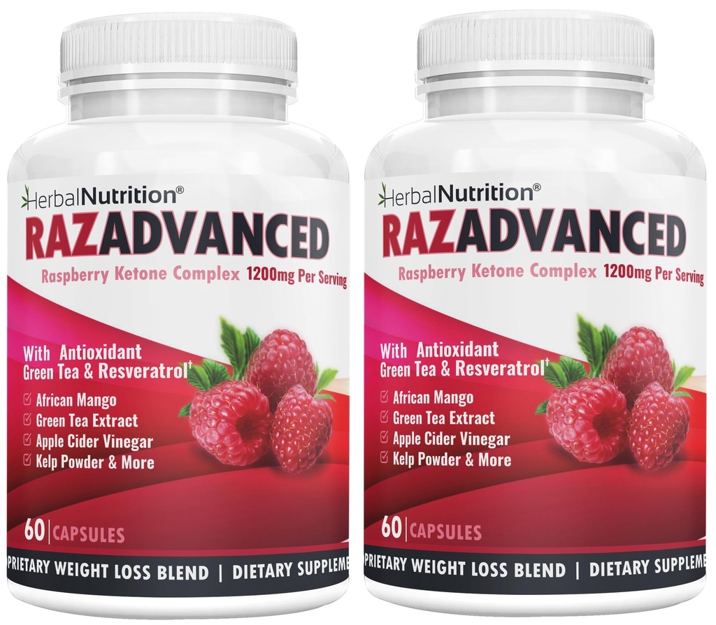 Raspberry Ketones Complex, 120 Capsules, Two Pack, 1200mg Per Serving African Mango, Apple Cider Vinegar, Green Tea, Resveratrol, Acai Fruit, Kelp och Grapefruit Diet & Weight Management Supplement