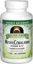 Källa Naturals Vegan Methyl Cobalamin, vitamin B-12 Cherry smaksatt kosttillskott, 1 Mg - 60 Lozenges