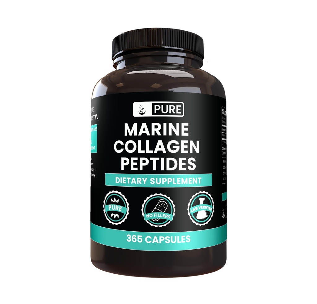 PURE ORIGINAL INGREDIENTS Marine Collagen (365 kapslar) No Magnesium eller Rice Fillers, Always Pure, Lab Verified