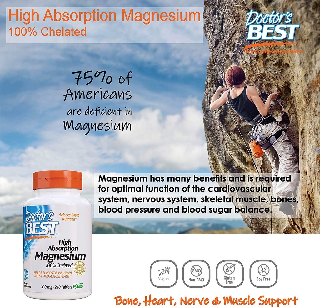 High Absorption Magnesium Glycinate Lysinate FamilyValue 2Pack (240 tabletter) XOX #Doctors