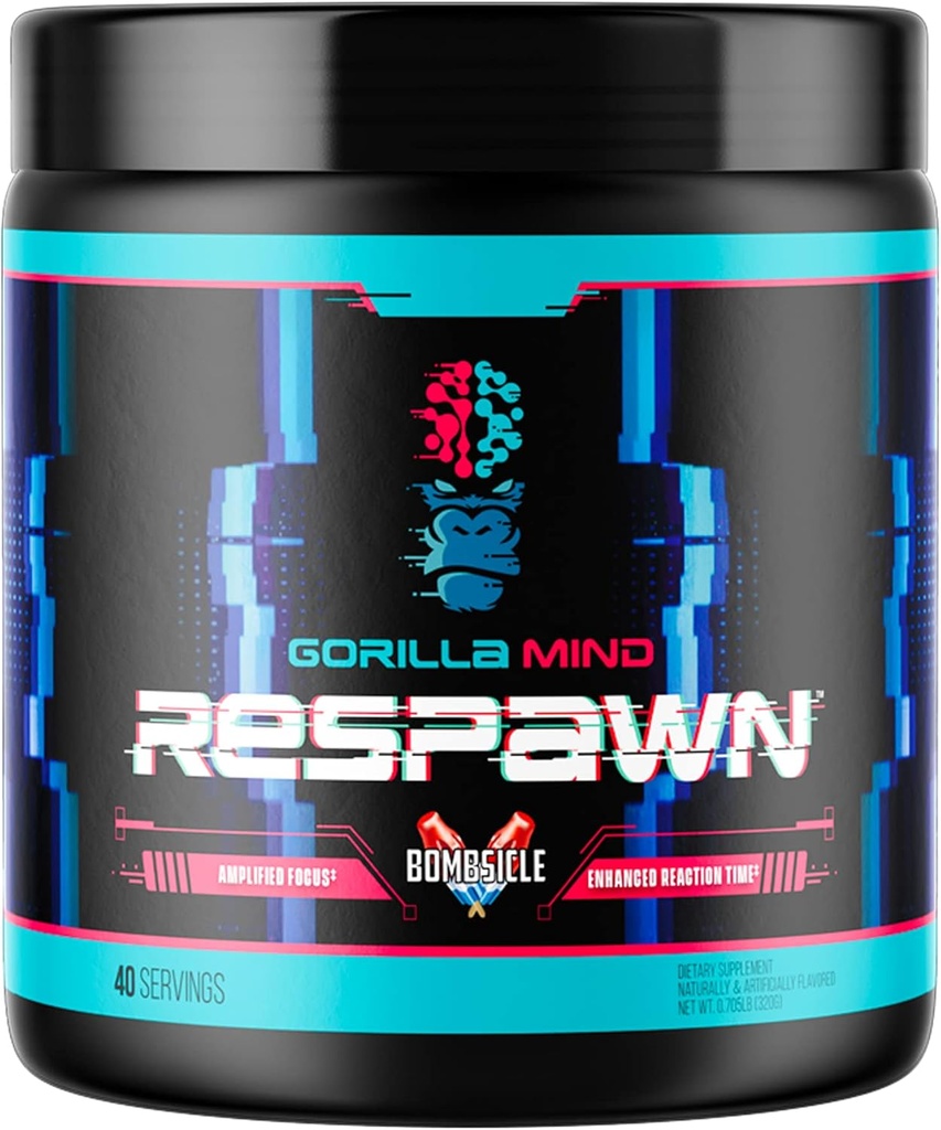 Gorilla Mind Respawn (Bombsicle) - Avancerad speltillskott för förstärkt fokus, förbättrad reaktionstid och ren energi (40 portioner)