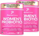 ADVANCED Women's Probiotics for Gut Health - Hair, Skin, & Nails Vitamins Support - 50 miljarder CFU w / Collagen, Biotin & Keratin - Probiotisk tillskott för Digestive Health & Bloating Relief, USA-Made
