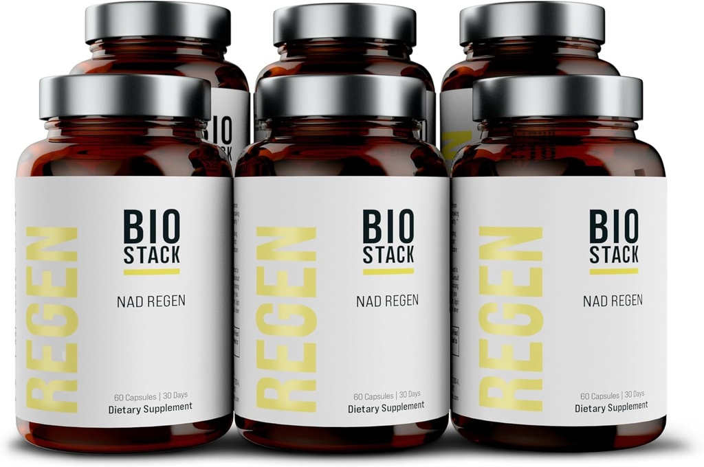 BIOSTACK NAD Regen - Avancerad NAD+ Tillägg med NAD3, Yüth Spermidine, Resveratrol, Niacinamide | NMNH Alternative | Anti Aging, Longevity & Cellular Health, Vitamin B3 Complex (360 kapslar)