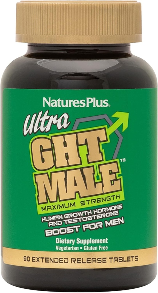 NaturesPlus Ultra GHT Male - 90 Extended Release Tablets - Maximum Strength Natural Human Growth Hormone Boost - Gluten Free - 30 portioner