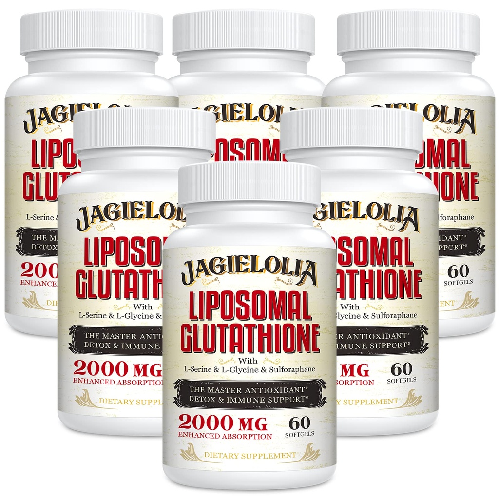 Liposomal Glutathione 2000 mg med L-Serine, L-Glycine & Sulforaphane - Aktiv L-Glutathione Unique Formulering för att förbättra Absorption - Master Antioxidant, Avgiftning & Immune | 360 Softgels