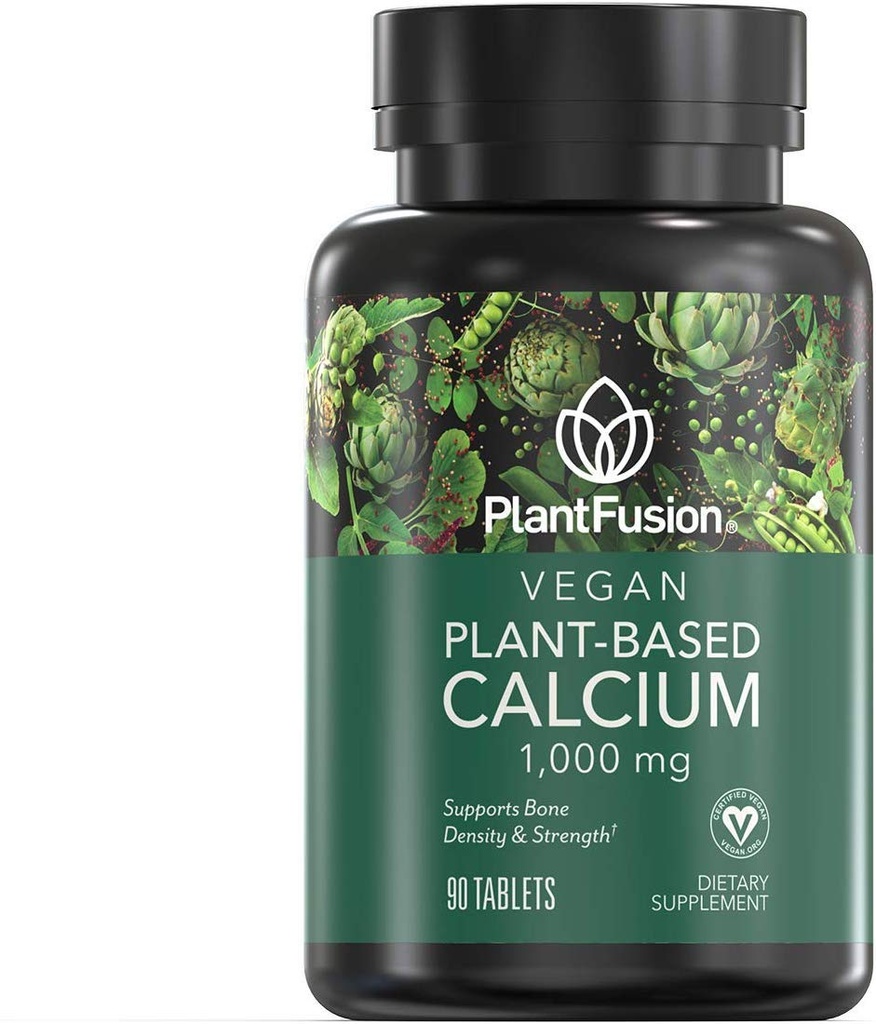 PlantFusion Vegan Calcium, Premium Plant Based Calcium (1000mg) Sourced från Islandic Red Algae, Plus Magnesium, D3, K2 och Boron, 90 Vegan tabletter