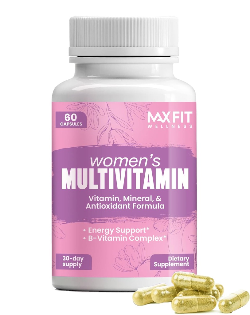 Kvinnors multivitamin - komplett multivitamin för kvinnor 50 + med viktiga vitaminer A, B, C, D, E, Calcium & Iron - Stöder energi, humör, hår, hud, naglar och övergripande hälsa - 60 kapslar
