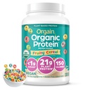Orgain Organic Vegan Protein Powder, Fruity Cereal - 21g Plant Based Protein, 8g Prebiotic Fiber, Low Net Carb, No Lactose Ingredients, No Added Sugar, Non-GMO, For Shakes & Smoothies, 2.03 lb