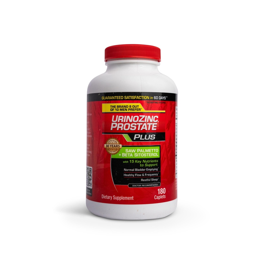 Urinozinc Plus - Prostata Supplement med Beta Sitosterol & Saw Palmetto - Minska frekventa urinrör och stödja din prostatahälsa, 180 Caplets