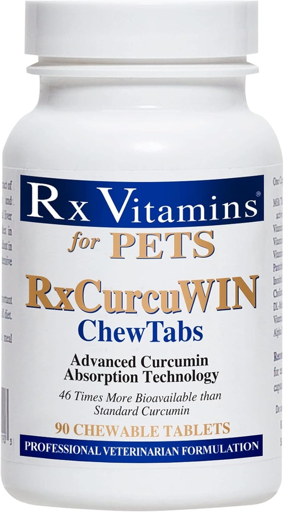 Rx Vitamins CurcuWIN Curcumin för husdjur - Cat Immune Support - Dog Digestive Support - 90 ct