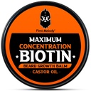 Beard Balm, 2X Concentration Biotin, med Castor Oil och Argan & Jojoba Oils, främjar skäggtillväxt, stilar, stärker och mjuknar skägg & mustascher, 2 Ounce