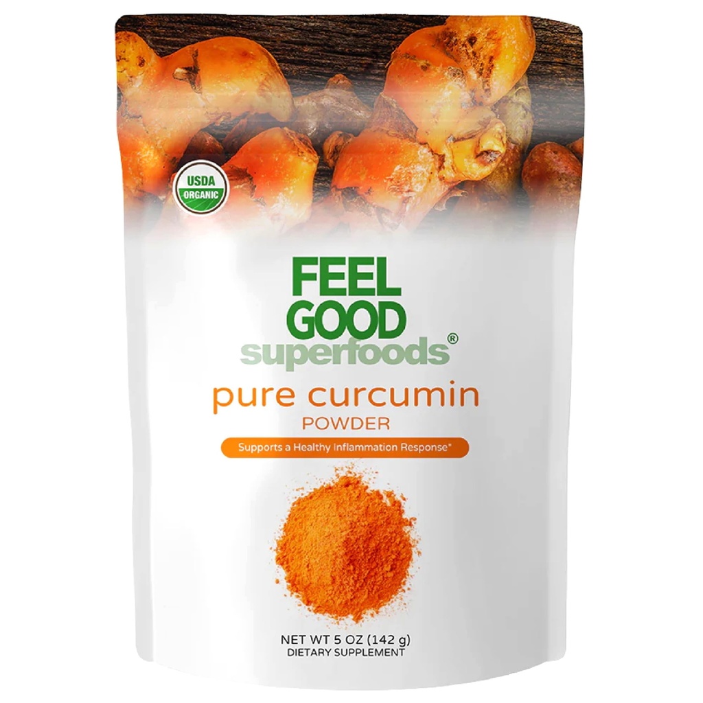 FEEL GOOD Superfoods Pure Curcumin Powder, Organic, Non-GMO, Vegan från Bulk Ground Turmeric Root från Indien, Curcuma Longa Joint Supplement, 5 uns