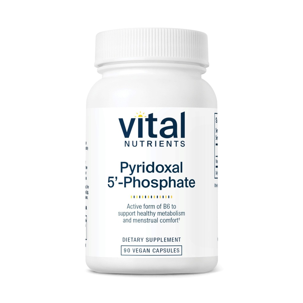 Vital Nutrients Pyridoxal-5 Fosfat | Aktiverad Vitamin B6 | Metylerad B6 för Metabolism, PMS och Menstrual Support * | Hög Potens P5P Supplement | Gluten, Dairy, Soy Free | 90 kapslar
