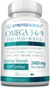Godkänd vetenskap Omega 3-6-9-2400mg Daily Blend of Fish, Flaxseed och Borage Oils med vitamin E - Wellness Support - Non-GMO, Mercury-Free - 120 Softgels - 2 månaders leverans