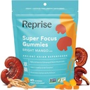 Fokus Gummies för vuxna | Amerikanska och koreanska Ginseng med Reishi Mushroom extrakt | Alla naturliga gummies för fokus, humör och energi | Mango smaksatt | 45 greve