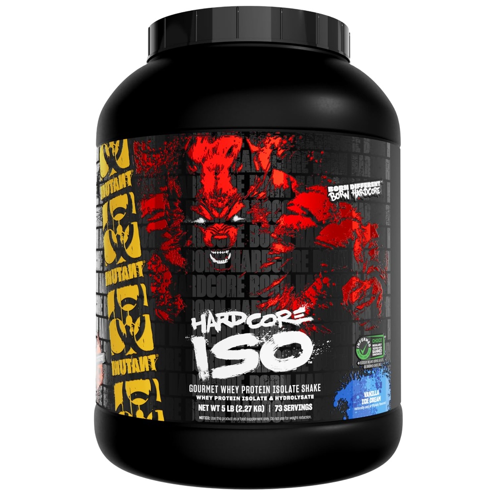 Mutant ISO Surge Whey Protein Isolate Powder Acts snabbt för att hjälpa till att återställa, bygga muskler, bulk och styrka, 5 lb - Vanilla Ice Cream