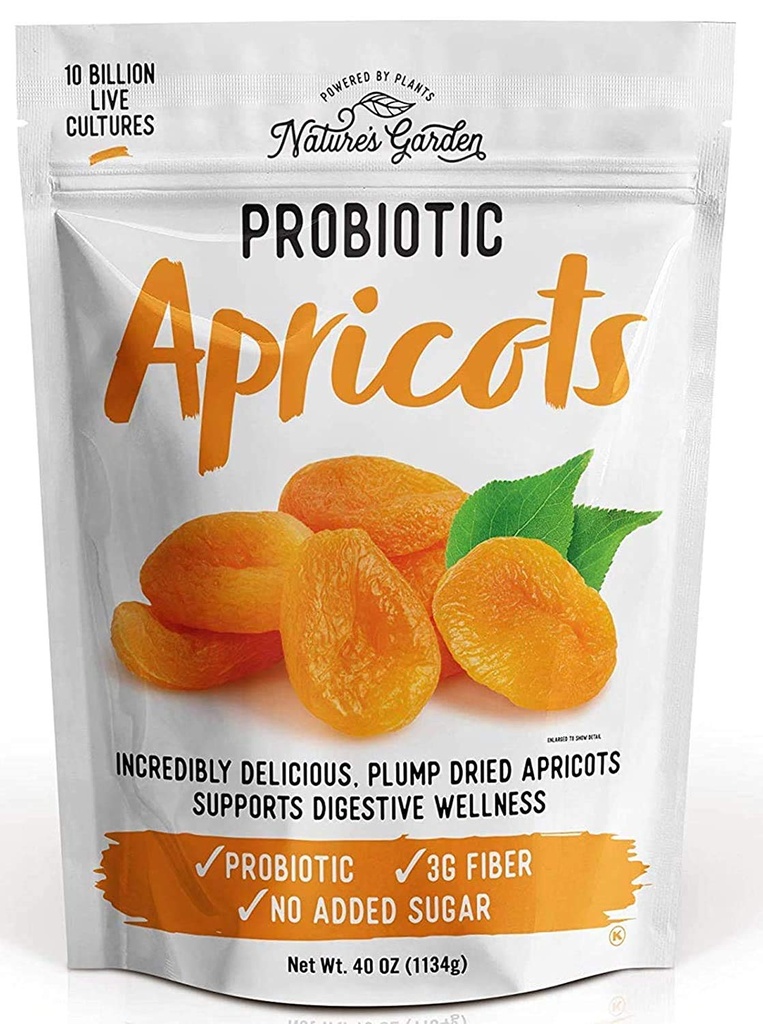 Naturens Garden Probiotic Apricots - Torkad frukt, Plump Torkad, Glutenfri, Dairy-Free, Vegan - Bulk 40 Oz Bag (Pack av 1)