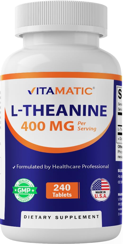 Vitamatic L-Theanine Supplement 400 mg per portion - 240 tabletter - Icke-GMO, Gluten Free