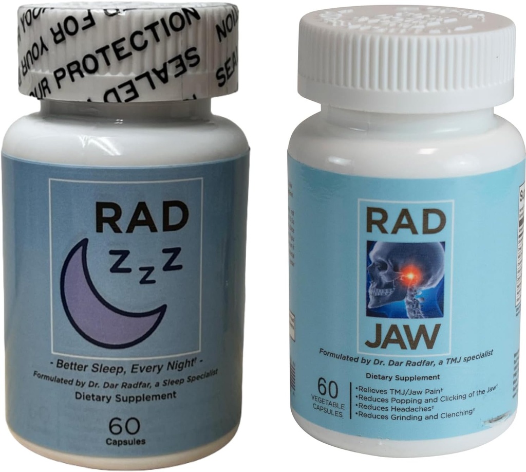 Rad ZZZ Rad Jaw Bundle Natural Rest Aid och TMJ Relief Supplement, Alleviate Jaw Pain, Reduce Teeth Grinding och Clenching, utvecklad av en tandläkare, tillverkad i USA