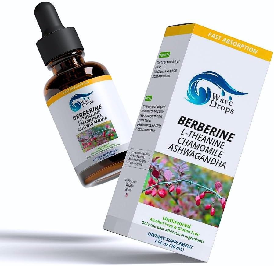 Berberine - L-Theanine - Chamomile - Ashwagandha Liquid Drops | Overall Well-Being | All Natural Ingredients 1 Fl Oz… (1)