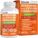 21-i-1 Berberin Supplement med Ceylon Cinnamon med Chromium, Bitter Melon och Green Tea Extract och Black Pepper Extract 5X för Energy & Metabolism Support med 5279 mg (120 ct, Pack av 1)