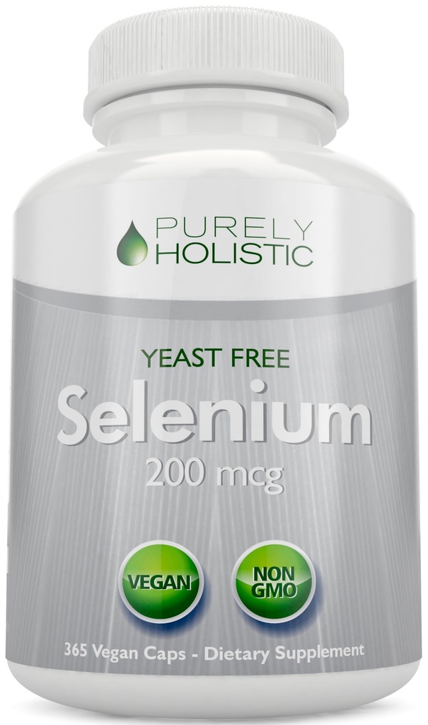 Selen 200mcg - 365 Vegan kapslar inte tabletter - ren och jästfri L-selenometionin för förbättrad absorption - sköldkörtel, hjärta och immunsystemstöd - Antioxidant Trace Mineral - Made in USA