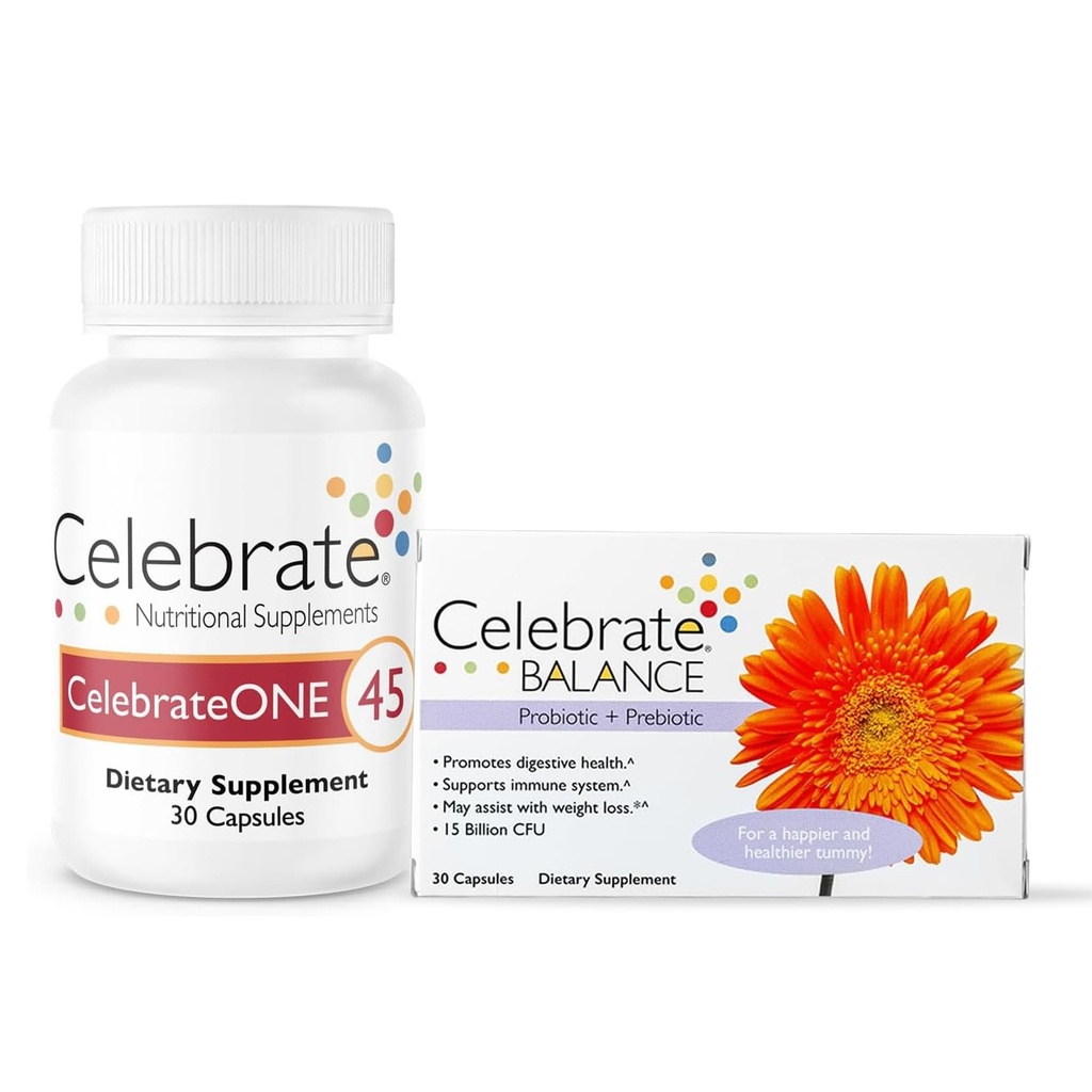 CelebrateONE 45 Multivitamin med järn och balans Probiotic Bundle - Bariatric Vitaminer för post-Gastric Bypass & Sleeve Gastrectomy - omfattande närings- och matsmältningsstöd
