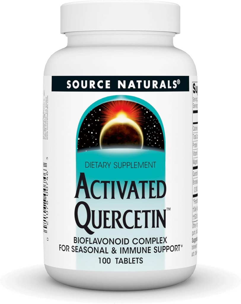Källa Naturals Aktiverad Quercetin - Plant-Derived Bioflavonoid Complex - Säsongs- och immunförsvar - 100 tabletter