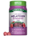 Naturens Sanning Melatonin Gummies | 1mg | 60 greve | Cherry Pomegranat smak | Vegan, icke-GMO & Gluten fri tillägg