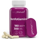 LongLifeNutri Benfotiamine 300mg - 180 vegetariska kapslar, 6-månaders leverans, fettlösligt B1 tiamintillskott för energi och välbefinnande, labbtestat, tillverkat i USA