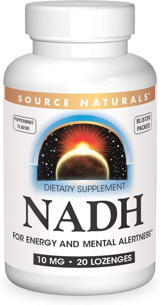 Källa Naturals NADH 10mg, Boost Energy och Mental Alertness - 20 Lozenges