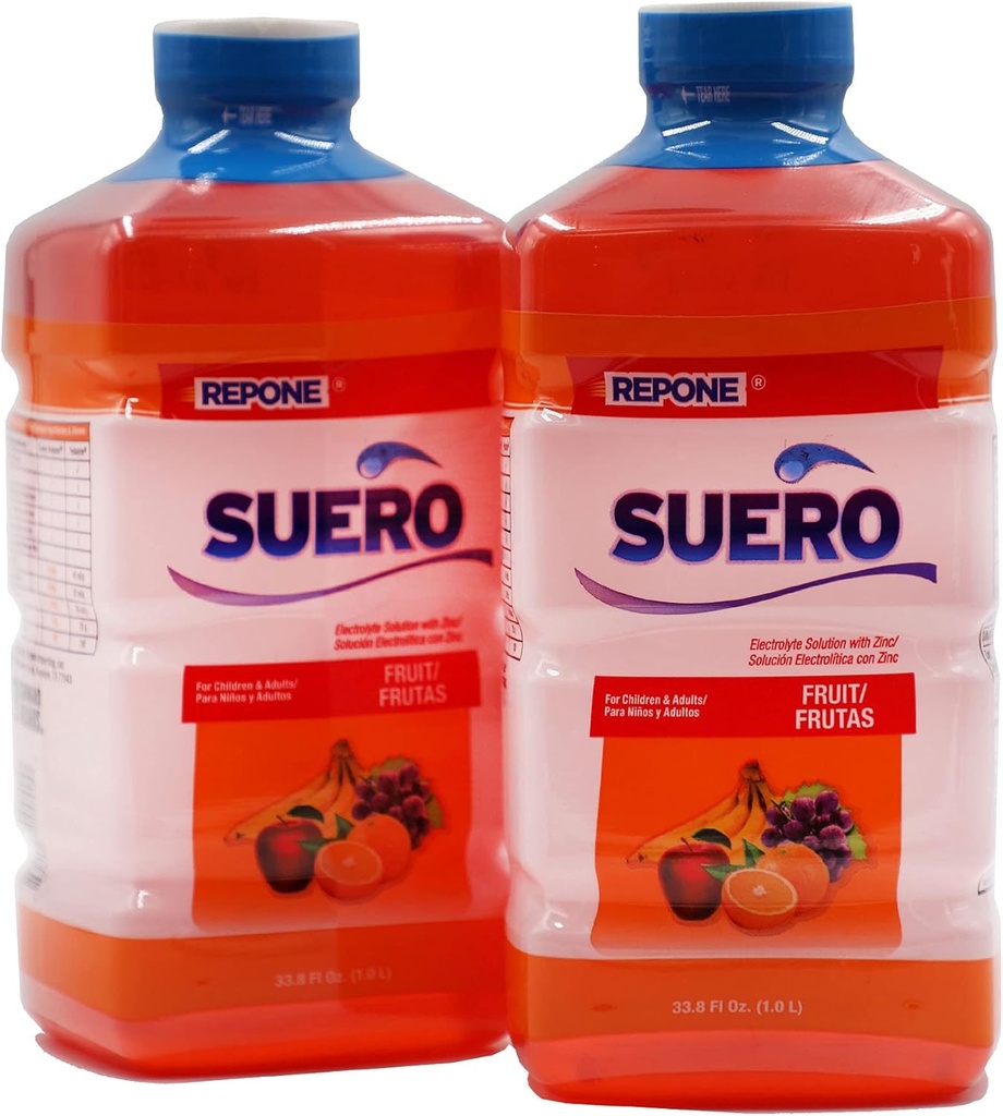 SUERO Electrolyte Solution med Zink, Rehydrater, Återställer mineraler och näringsämnen, jordgubbsmak, 33,8 Fl Oz (Pack of 2)