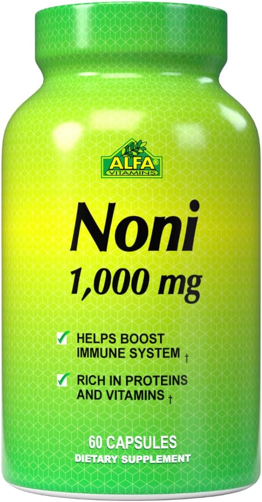 ALFA VITAMINS Noni 1000 Mg 60 kapslar - Tonic för optimal funktion av kroppen - Antioxidant