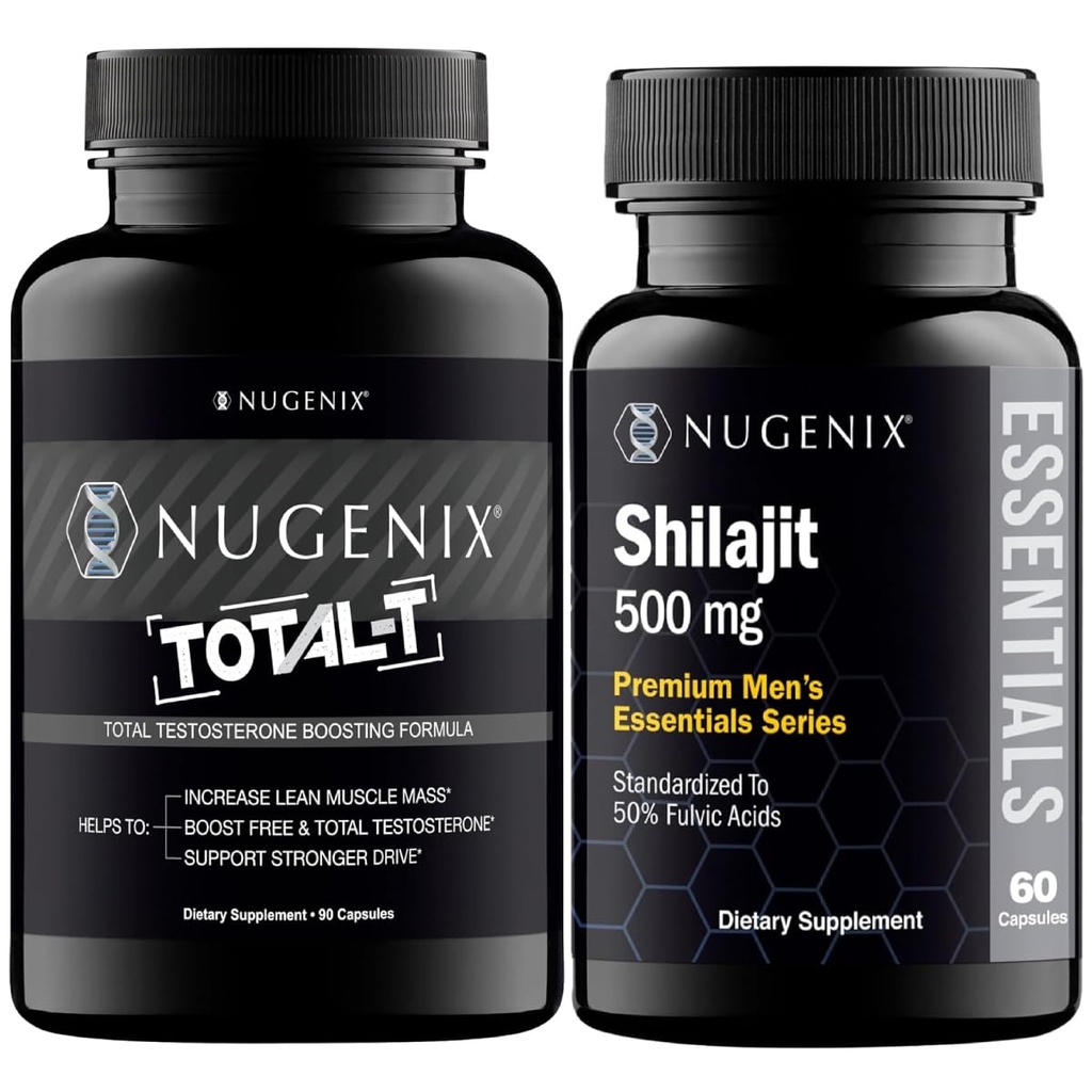 Nugenix Essentials Shilajit och Total-T Testosteron Booster för Män