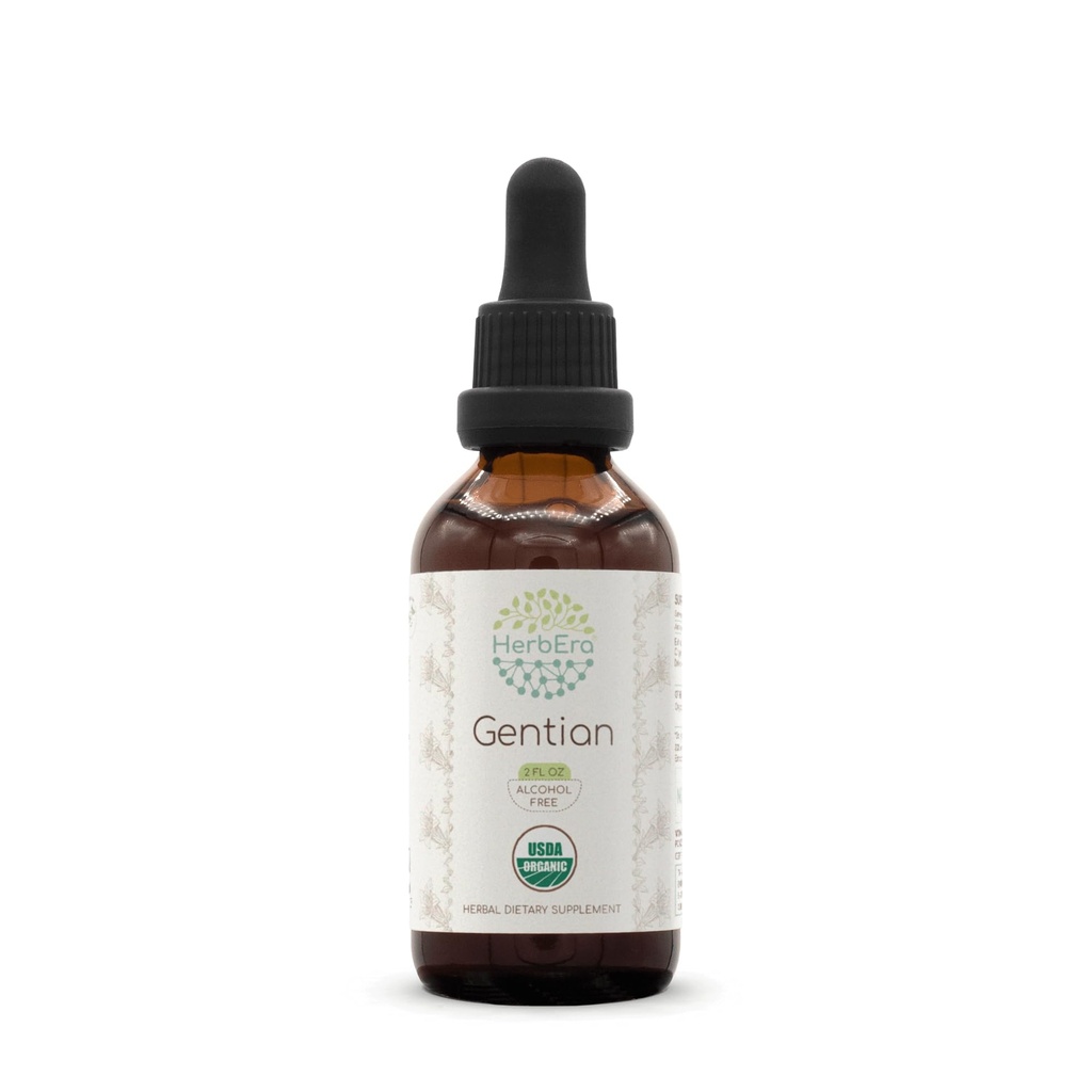 Gentian B60 Alkoholfri växtbaserade extrakt tinktur, koncentrerad flytande droppar Natural USDA Organic Gentian (Gentiana Lutea) Torkad Root (2 fl oz)
