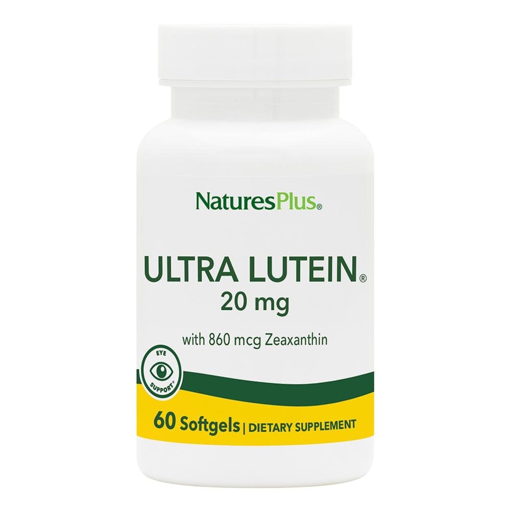 NaturesPlus Ultra Lutein 20 mg - 60 Softgels - Näringsstöd för hälsosam ögonfunktion - 60 portioner
