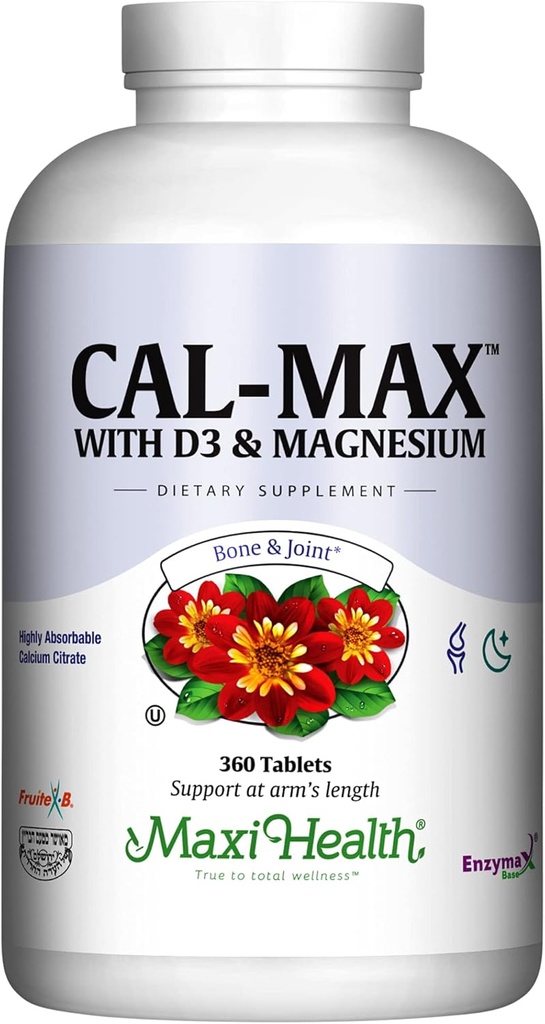 Kalcium 1000 mg med vitamin D3 (400 IE) och Magnesium (750 mg) - Kosttillskott för ben, tänder, gemensamt stöd - för män och kvinnor - 360 tabletter