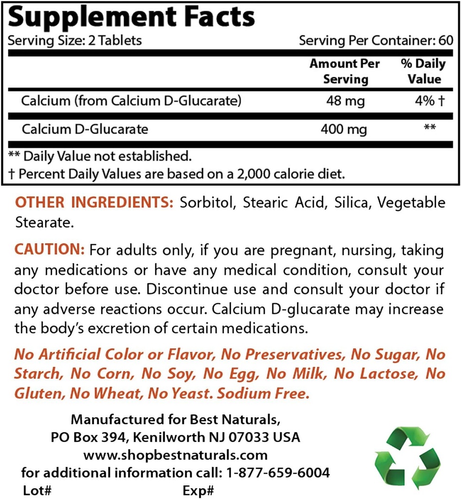 Kalcium D-Glukarat 200 mg och Magnesium Glycinate 425 mg