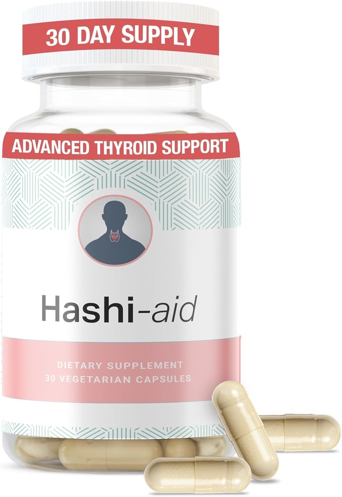 IBDassistTM Hashi Aid Thyroid Support för kvinnor och män - Thyroid Supplement för Hashimotos sjukdom och Hypothyroidism * - Packad med Ashwagandha, Selen, Zink, Vitaminer och mer - 30 kapslar