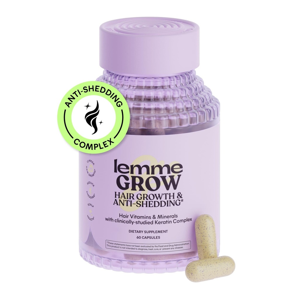 Lemme Grow Hair Growth Supplement för kvinnor, kliniskt beprövad Keratin Complex för synligt tjockare hår och hårbotten täckning, Reduced Shedding, Nourish Thinning Hair - 1 månad Supply