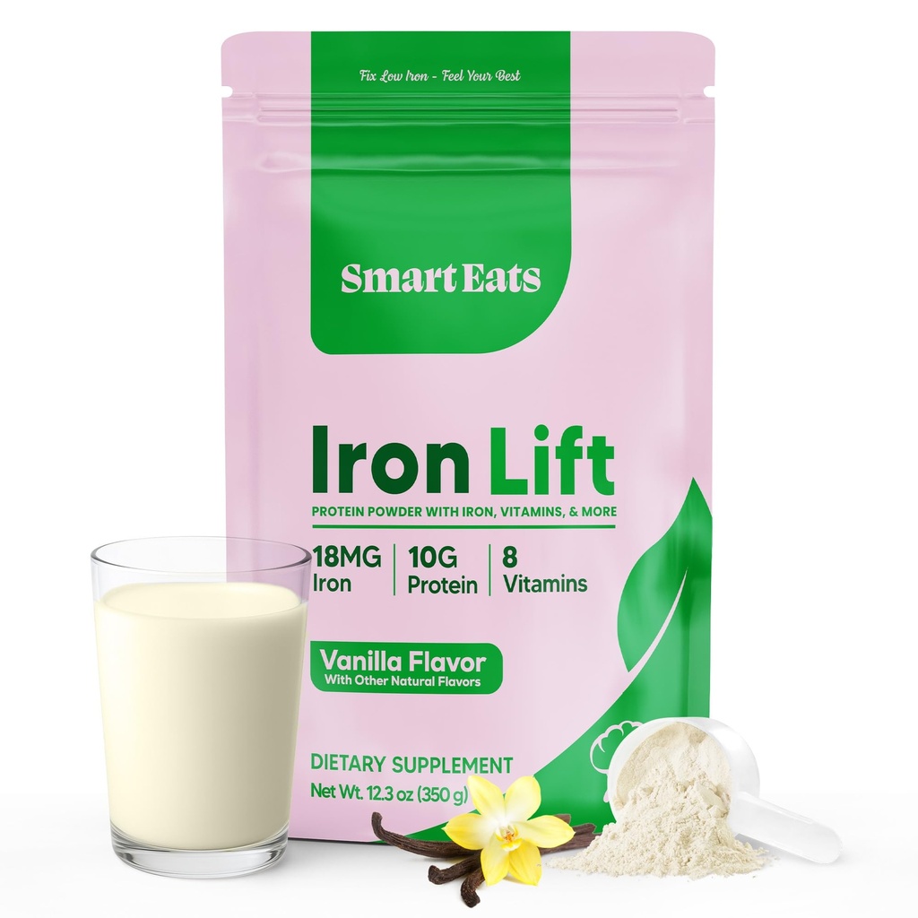 Smart Eats - Järnpulver | Mycket absorberad | Undviker biverkningar | Fullständig näring: protein, vitaminer, fiber, antioxidanter | Gör smakfulla drycker & skakar | Vegan | Vanilla Flavor | 30 skopor