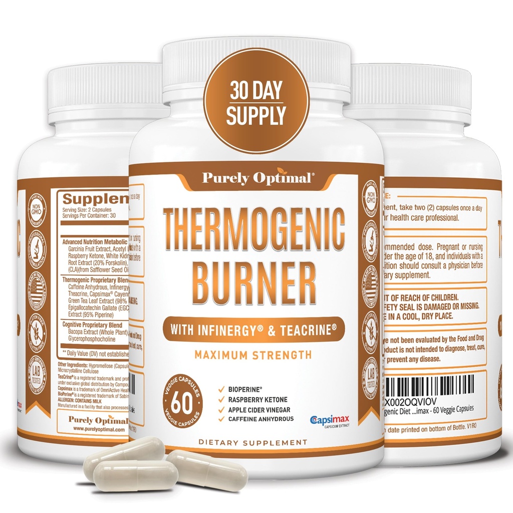 Rent optimal termogen fettbrännare för kvinnor - Avancerad metabolism Support & Energibooster - Naturliga ingredienser, Vegan-vänligt, icke-GMO - 60 kapslar