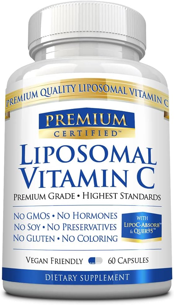Liposomal Vitamin C - 1100mg - 60 kapslar - Gentle on Stomach - med fosfolipider och bioperin - ökar immunfunktionen, antioxidantegenskaper och Collagen Production